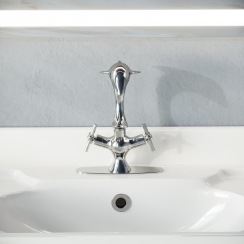 Chrome Dolphin Faucet Single Hole Widespread Plate 