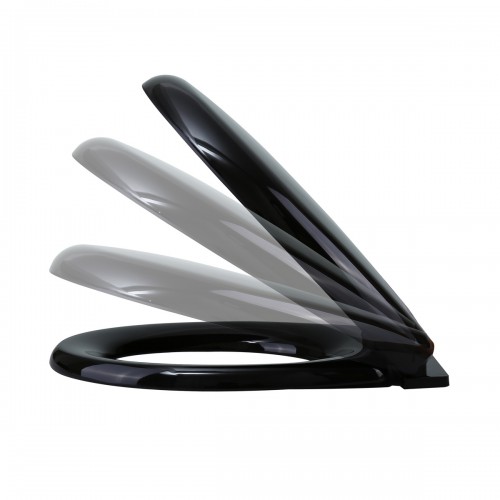 Black Round Toilet Seat Slow-Close No Slam Non Slip Seat Bumpers Easy Clean image-5