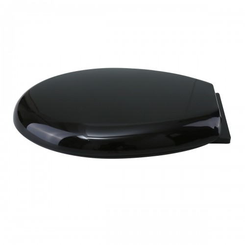 Black Round Toilet Seat Slow-Close No Slam Non Slip Seat Bumpers Easy Clean image-9