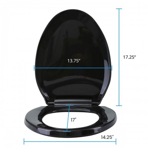 Easy Close Plastic Elongated Black Toilet Seat Ergonomic Design image-22