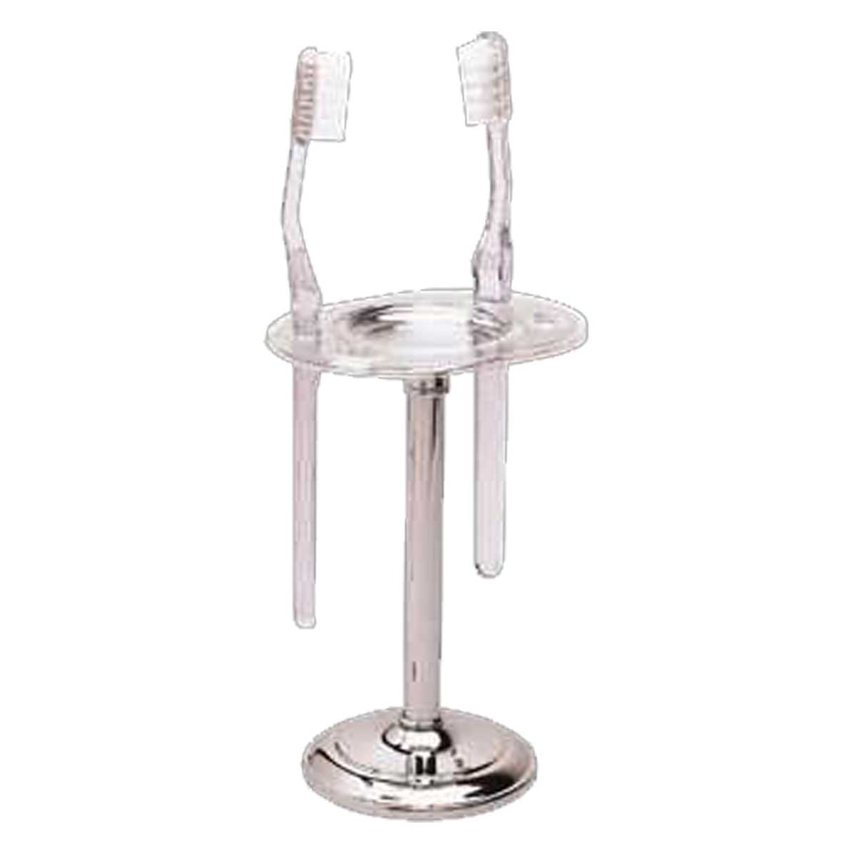 Vintage Freestanding Toothbrush Holder Chrome Brass