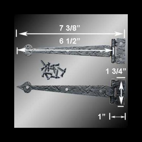 Black Wrought Iron Strap Door Hinge Pair 7.38" L Colonial Spear Tip Rust Resistant image-11