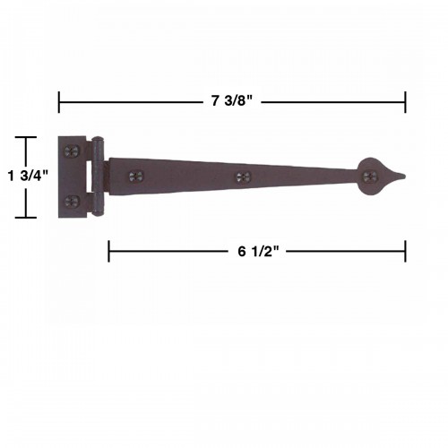 Black Wrought Iron Strap Door Hinge Pair 7.38" L Colonial Spear Tip Rust Resistant image-12
