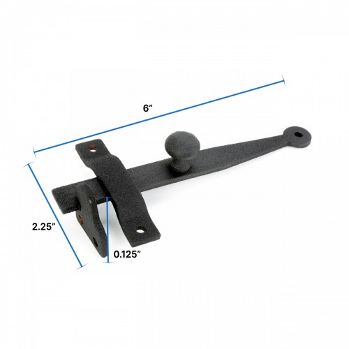 Wrought Iron Gate Latch Bar Catch 6 In. Length with Hardware Included Authentic Colonial Design with Knob Lever Right or Left Mount Easy Install image-8