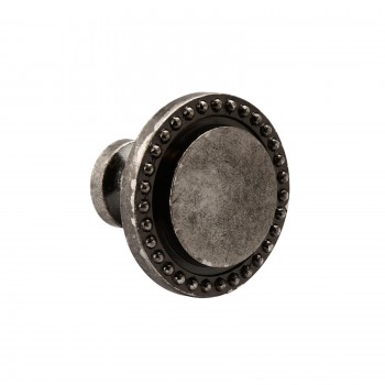 Cabinet Knob Pewter Solid Brass 1 1/4" Dia 