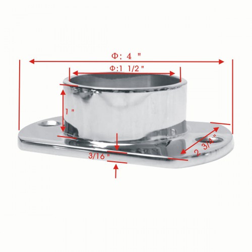 Cut Wall Flange 1.5" OD Bar Foot Rail Tubing Holder Stainless image-3