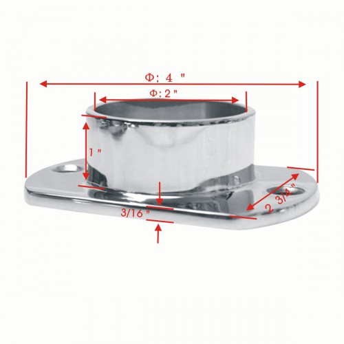 Cut Wall Flange 2" OD Bar Foot Rail Tubing Holder Stainless image-3
