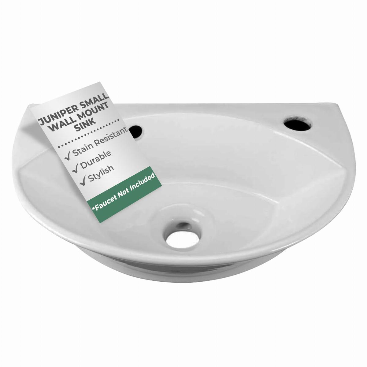 Juniper 17 1/8" Wall Mounted Bathroom Sink in White with Overflow image-2