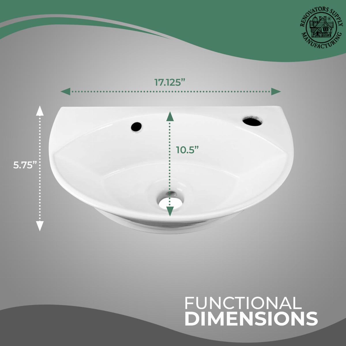 Juniper 17 1/8" Wall Mounted Bathroom Sink in White with Overflow image-3