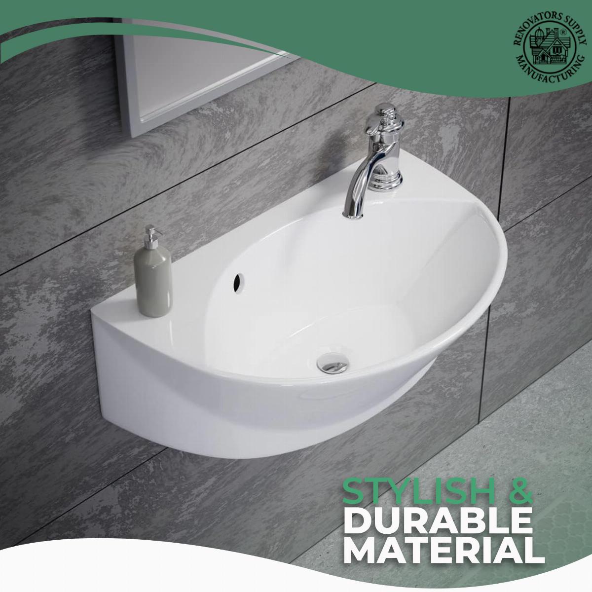 Juniper 17 1/8" Wall Mounted Bathroom Sink in White with Overflow image-4