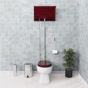 Dark Oak High Tank Pull Chain Toilets Elongated Bowl 