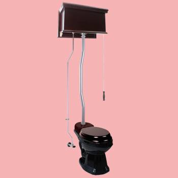 High Tank Toilets Dark Oak Raised Tank Elongated High Tank Toilet image-2