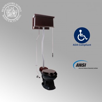 High Tank Toilets Dark Oak Raised Tank Elongated High Tank Toilet image-2
