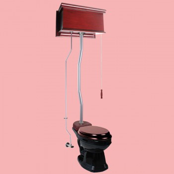 High Tank Toilets Dark Oak Raised Tank Elongated High Tank Toilet image-2