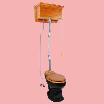 High Tank Toilets Dark Oak Raised Tank Elongated High Tank Toilet image-2
