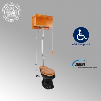 High Tank Toilets Dark Oak Raised Tank Elongated High Tank Toilet image-2