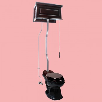 High Tank Toilets Dark Oak Raised Tank Elongated High Tank Toilet image-2