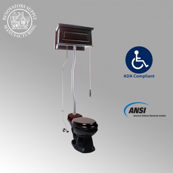 High Tank Toilets Dark Oak Raised Tank Elongated High Tank Toilet image-2