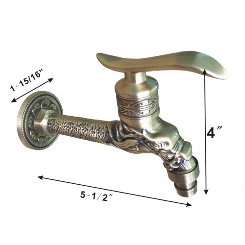 Dragon Head Faucet Antique Brass Outdoor Garden Spigot Spout Tap image-9
