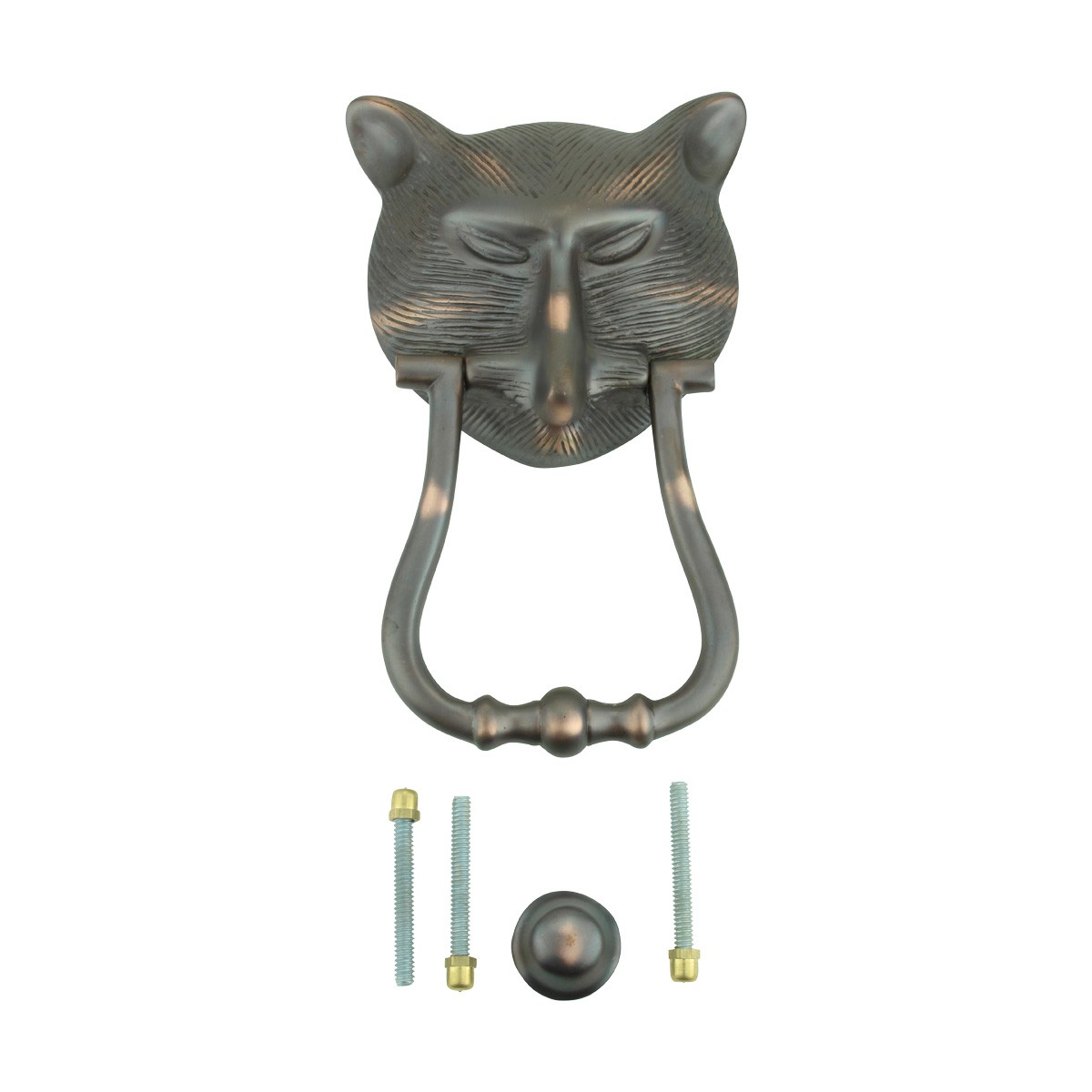Door Knocker Pharaoh Cat Head Cast Brass Oil Rubbed Bronze 8 3/8" H