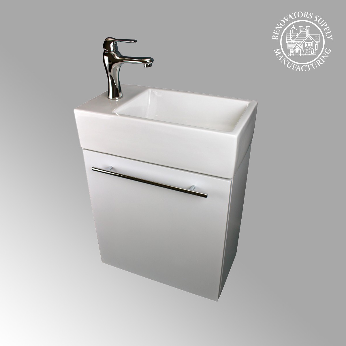 17" Small White Bathroom Vanity Wall Mount Cabinet Sink ...