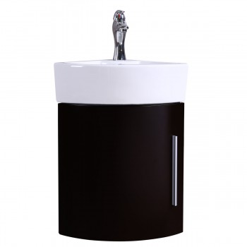 Myrtle 16 1/2" Small Corner Cabinet Vanity Bathroom Sink Black with Faucet Drain and Overflow image-5