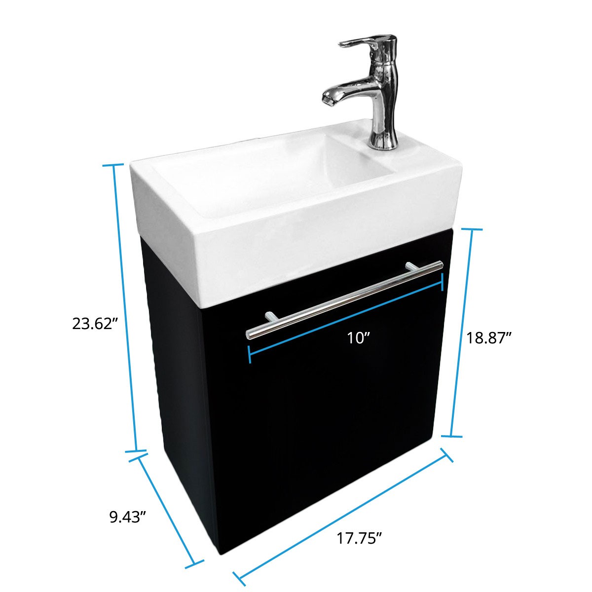 Wall Mount Bathroom Vanity Cabinet Sink With Faucet And Drain