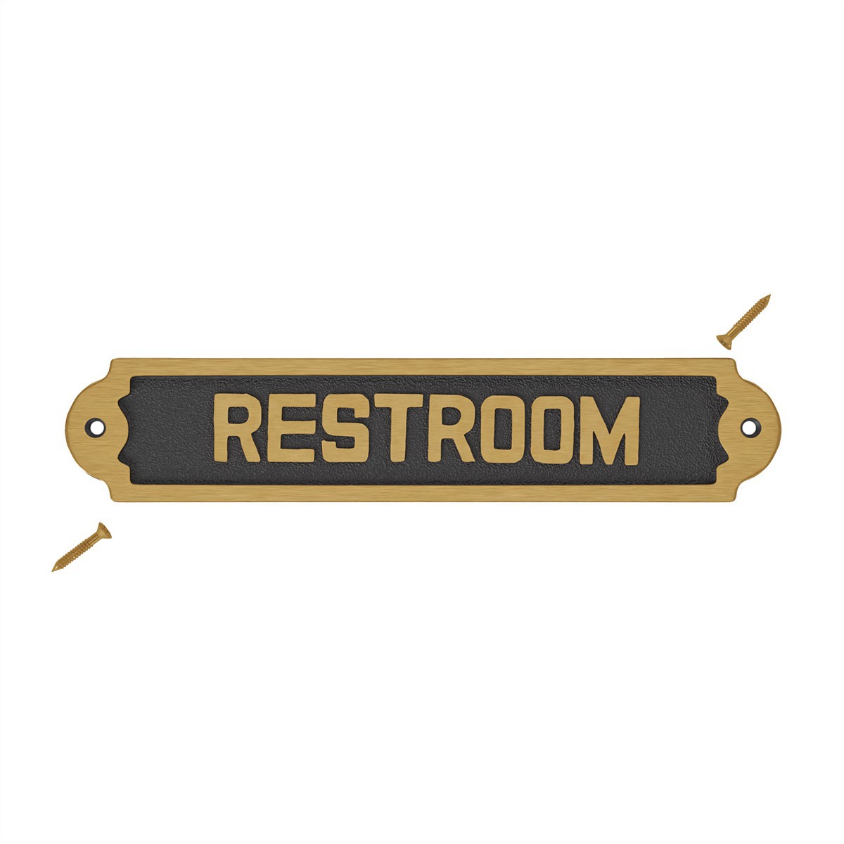 Solid Brass Sign "Restroom" 2 1/8 H x 10 3/4 W