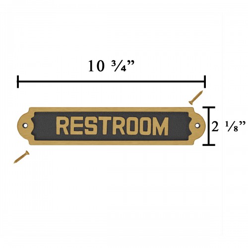 Solid Brass Sign "Restroom" 2 1/8 H x 10 3/4 W image-11