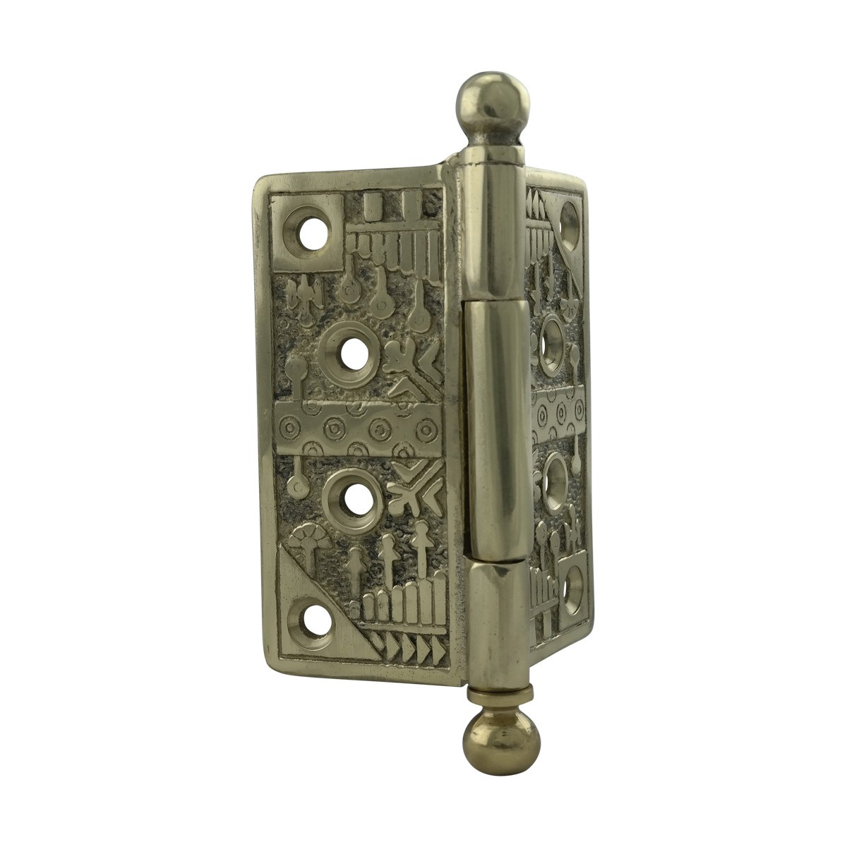 Victorian Door Hinge Cast Solid Brass Ball Tip 4"