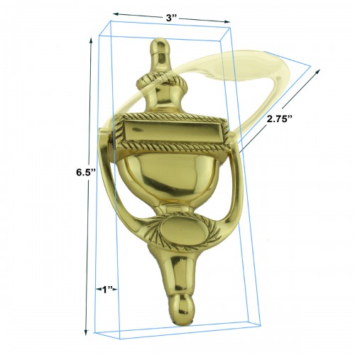 Brass Front Door Knocker Roped Traditional Design 6.5 inch. H x 3 inch. W image-13