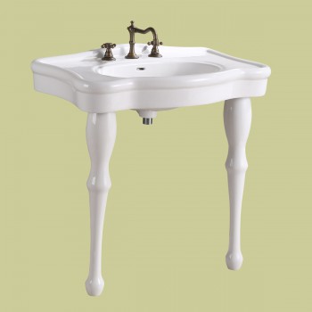 Console Sink Simple Elegance Spindle Leg Support Porcelain 32.5 W, 34.5 H Porcelain Console Sink Glossy Console Sinks Bathroom Console Sink