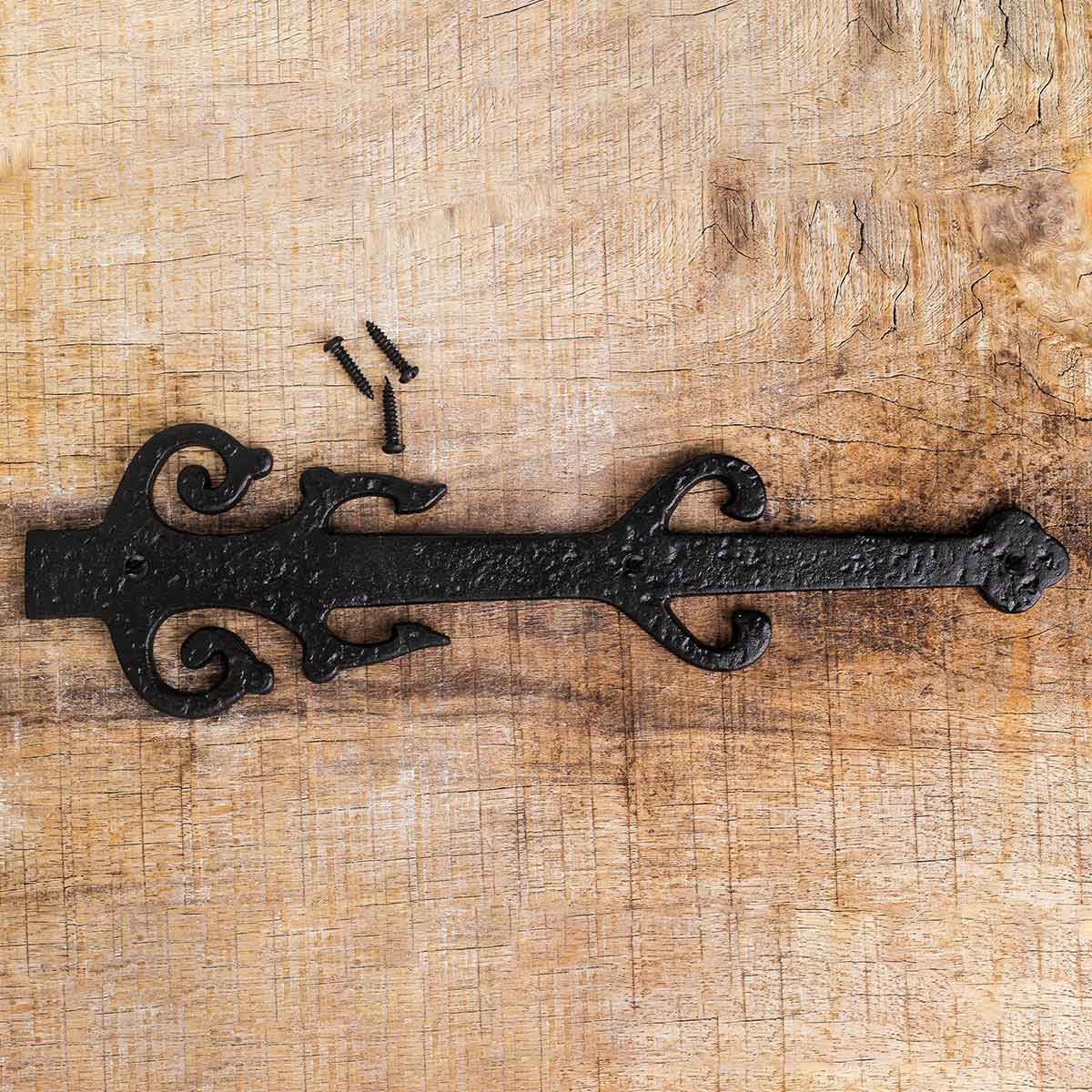 Door Decorative Dummy Hinge Strap Black Wrought Iron Hinges 12 Inch