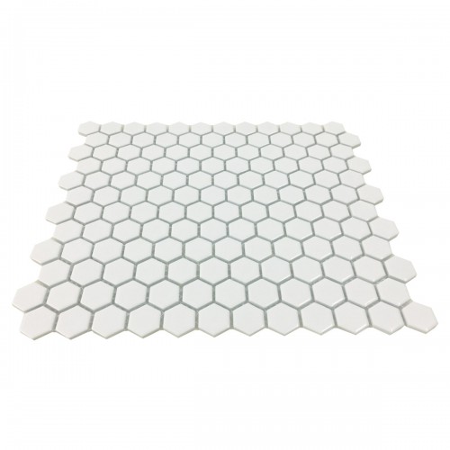 Porcelain Mosaic Hexagon Glossy White Floor and Wall Tile 19.3 SQ FT image-3