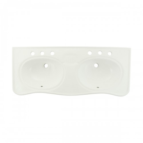 White Double Basin Console Bathroom Sink 46.75" W Porcelain with Satin Nickel Plated Brass Bistro Leg image-7