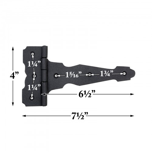 Black Door Hinges Cast Iron T Strap Hinge 6" L Door and Gate Hinges with Screws image-8