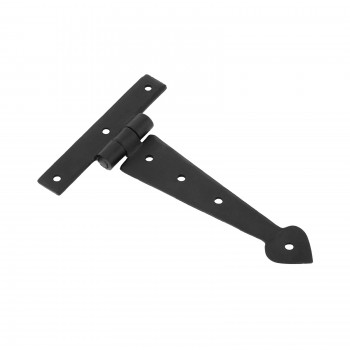 Black Iron T Strap Hinge 6 Inches Long Modern Decorative Arrow Tee Hinge Rust Resistant Powder Coated Wooden Cabinet Door or Gate Hinges with Screws 