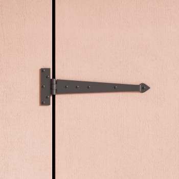 Black Iron T Strap Hinge 12 Inches Long Modern Decorative Arrow Tee Hinge Rust Resistant Powder Coated Wooden Cabinet Door or Gate Hinges with Screws 