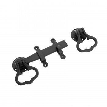 Black Iron Gate Latch 9.4 in Door Latch Circular Base Plate with Mounting Hardware 