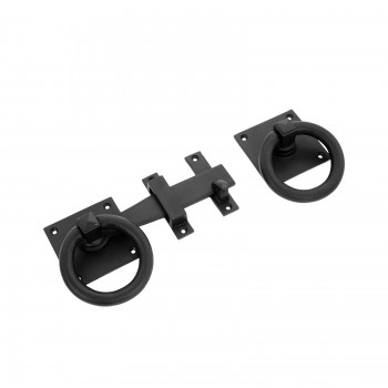 Black Iron Gate Latch 9 in Door Latch Square Base Plate with Mounting Hardware 