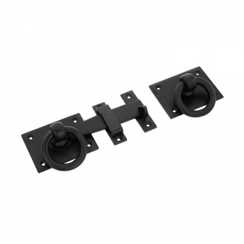 Black Iron Gate Latch 7.5 in Door Latch Rectangular Base Plate with Mounting Hardware 