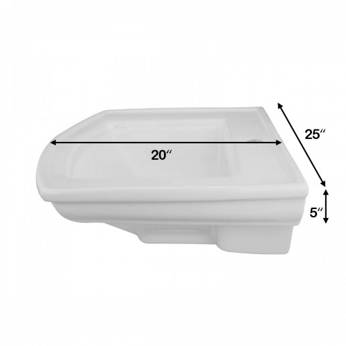 Florence Wall Mount Bathroom Vessel Sink Heavy Duty Ceramic in White Traditional Classy Design with Overflow and Pre-Drilled Single Faucet Hole image-10