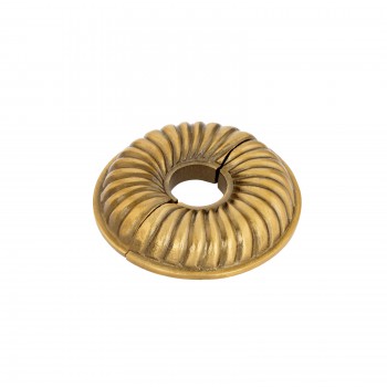 Antique Gold Radiator Flange Lacquered Finish Le Cruller 1/2" (IPS) pipe flange: 7/8" inside diameter; 3-1/8" outside diameter 
