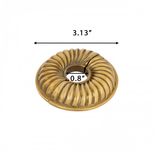 Antique Gold Radiator Flange Lacquered Finish Le Cruller 1/2" (IPS) pipe flange: 7/8" inside diameter; 3-1/8" outside diameter image-8