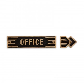 Antique Brass 'OFFICE' Sign Plaque Plate Style Accessories 