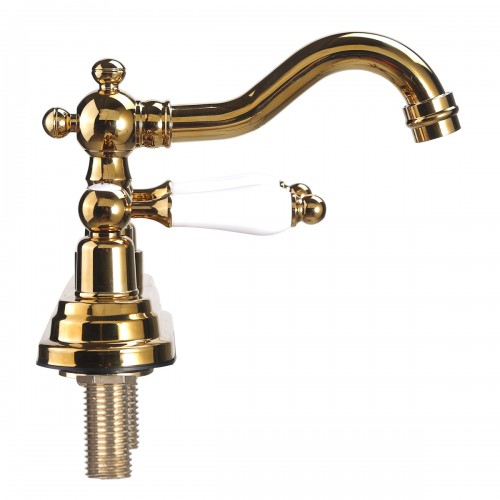 Brass Centerset Faucet 4" L Lux Belle White Double Handle with Supply Lines image-5