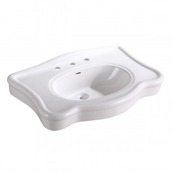 Tulip 32 1/2" Console Bathroom Sink with 2 Spindle Legs White and Pre-Drilled Widespread Faucet Holes image-2