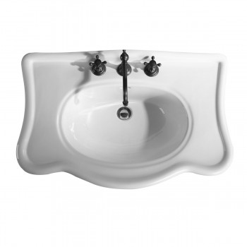 Tulip 32 1/2" Console Bathroom Sink with 2 Spindle Legs White and Pre-Drilled Widespread Faucet Holes image-3