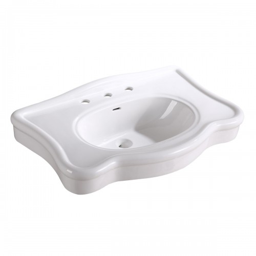 Tulip 32 1/2" Console Bathroom Sink with 2 Spindle Legs White and Pre-Drilled Widespread Faucet Holes image-3