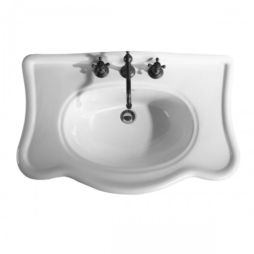 Tulip 32 1/2" Console Bathroom Sink with 2 Spindle Legs White and Pre-Drilled Widespread Faucet Holes image-4
